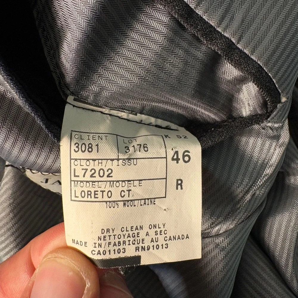 Jack Victor Loro Piana Zelander Wool Pinstripe Blazer 46R Charcoal Gray Men Coat